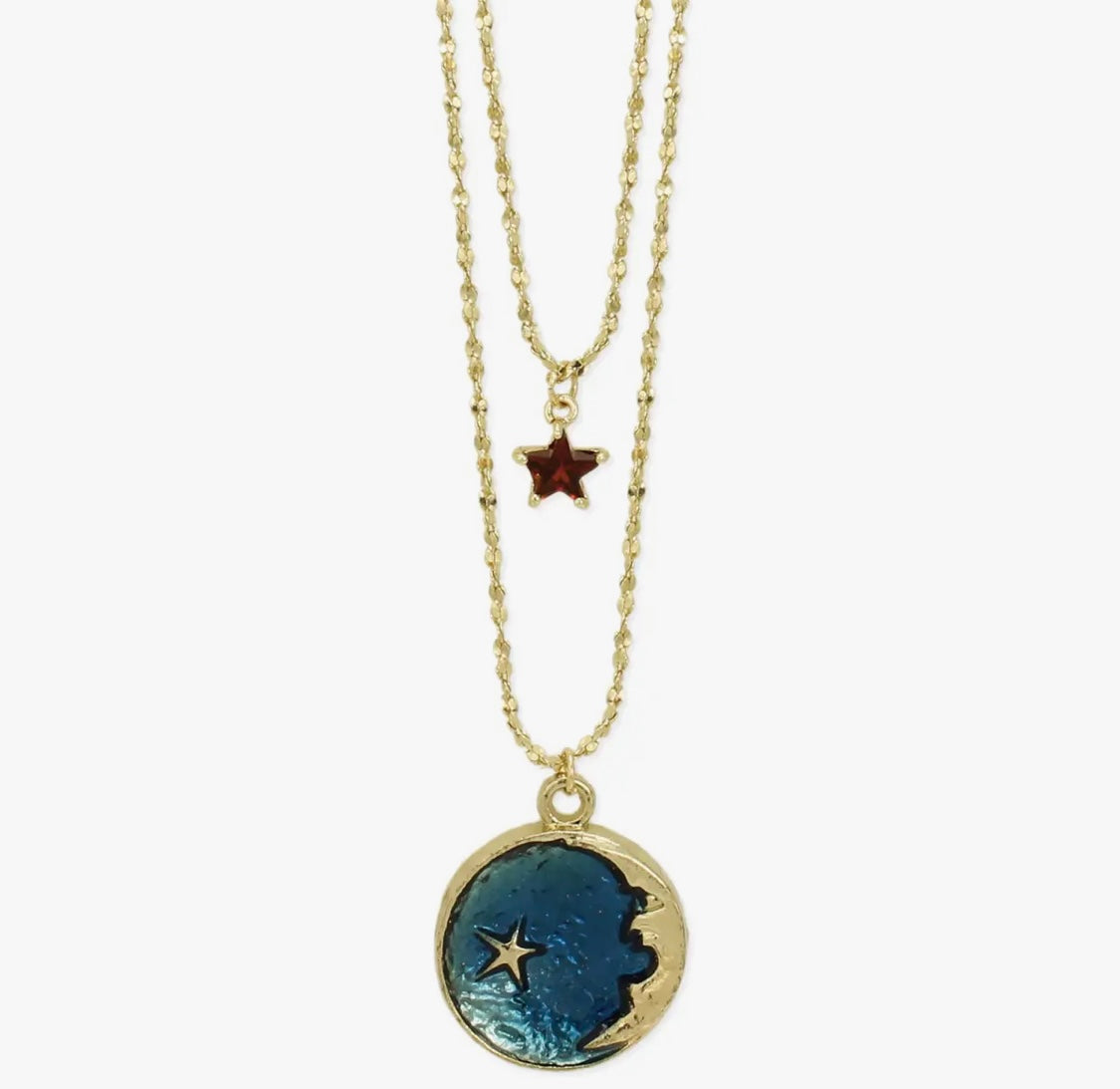 Colorful Night Moon Star Layer Necklace