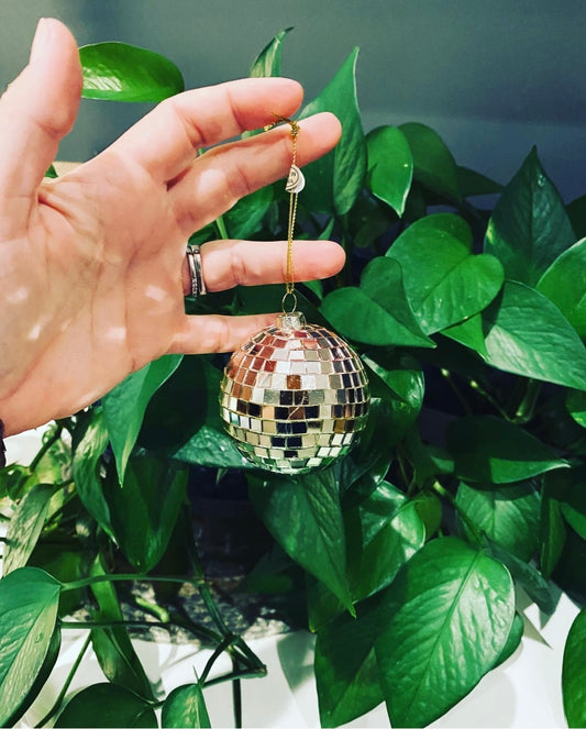 Mirrored disco ball ornaments