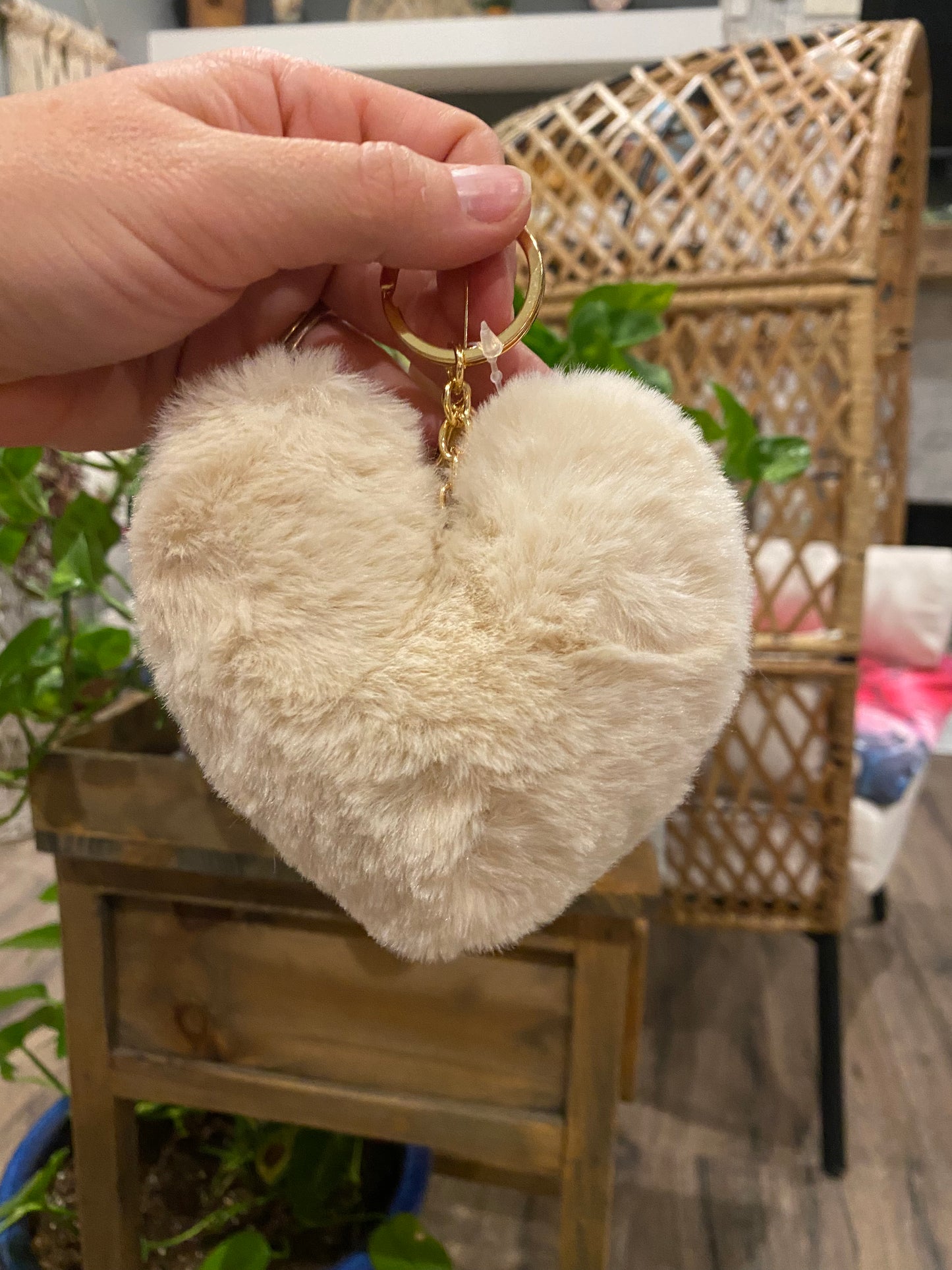 Fuzzy heart keychain