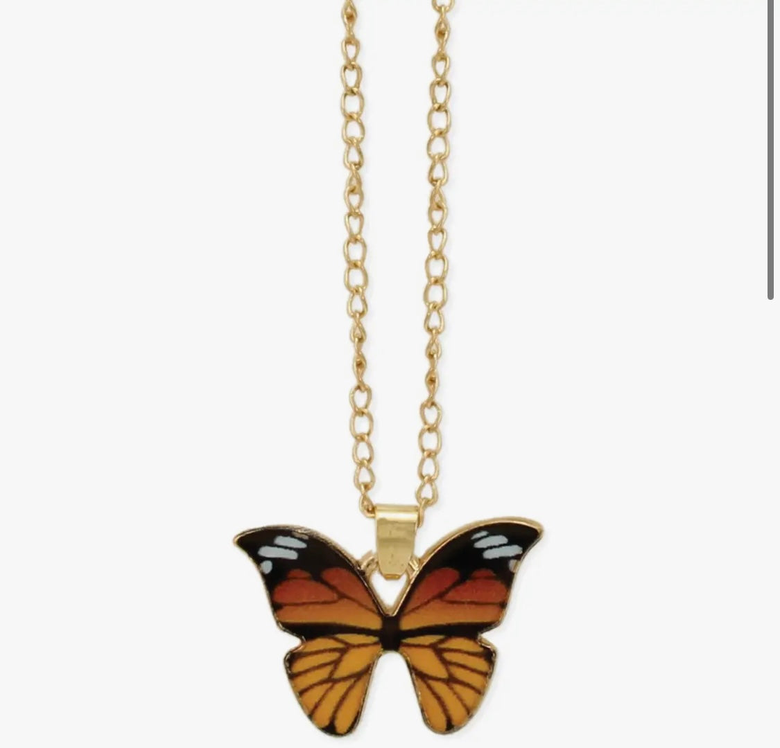 Gungun Beautiful Digital Acrylic Cute Yellow Butterfly Necklace For Women  And Girls