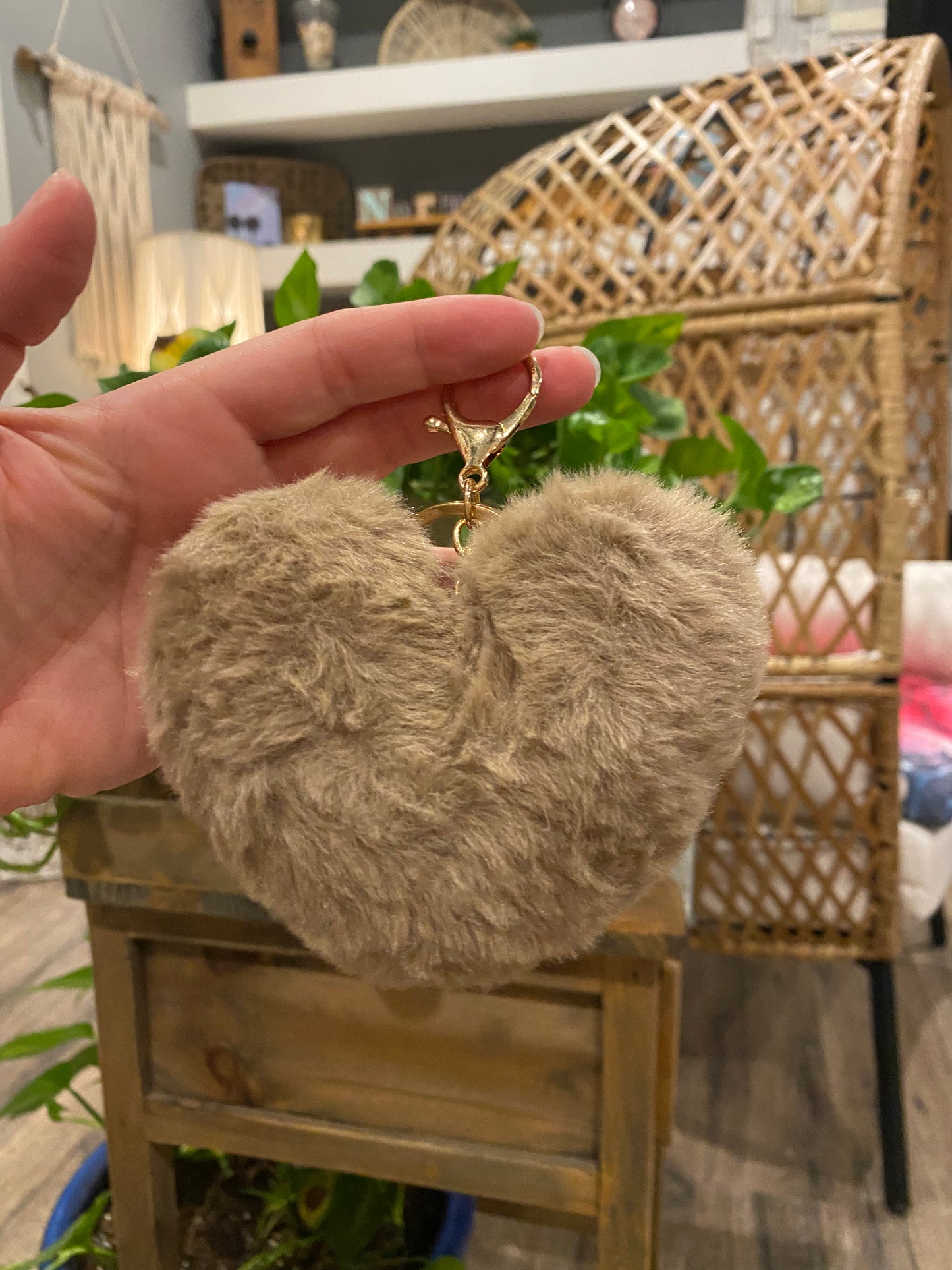 Fuzzy heart keychain