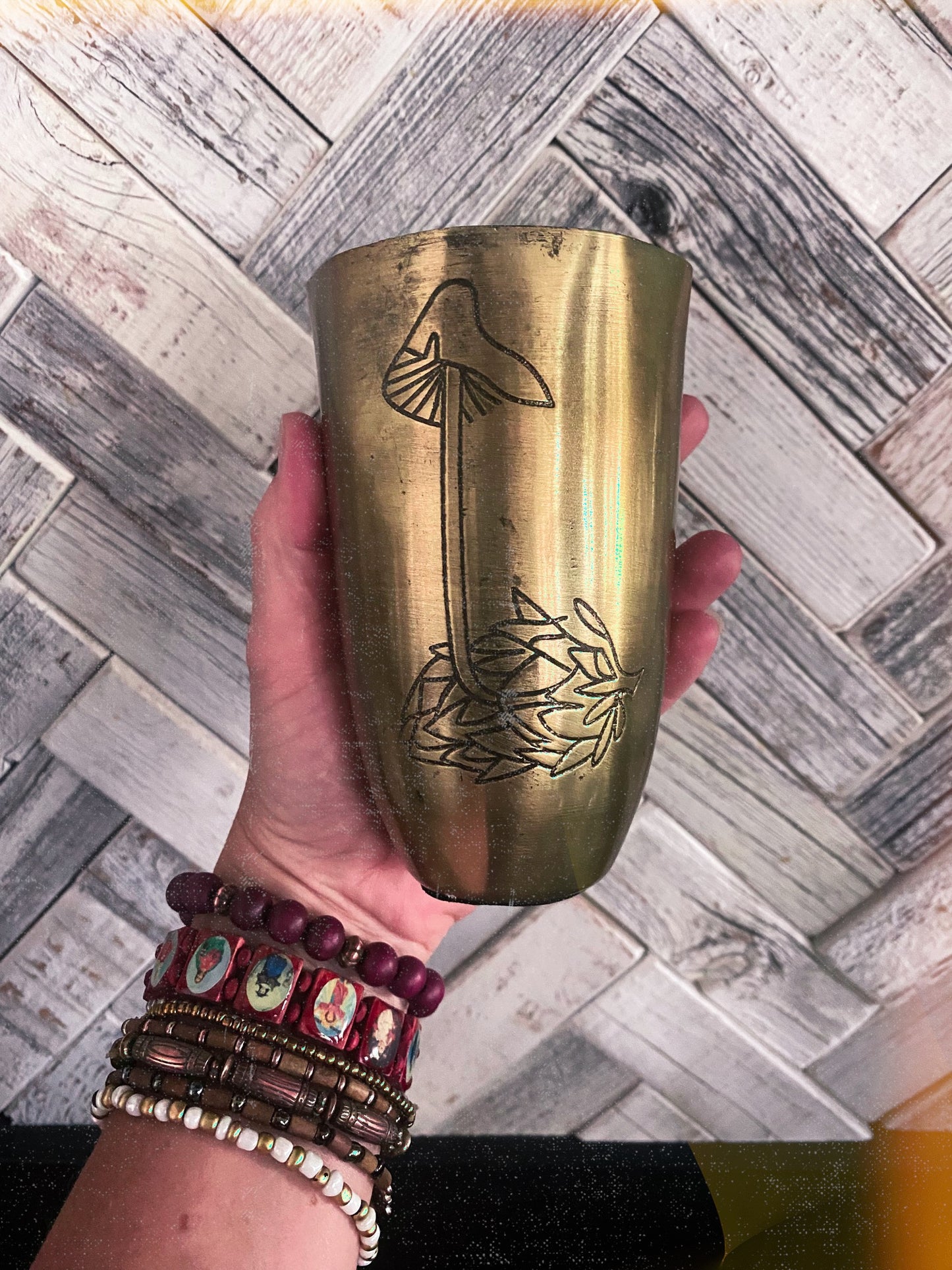 Vintage inspired gold mushroom cup