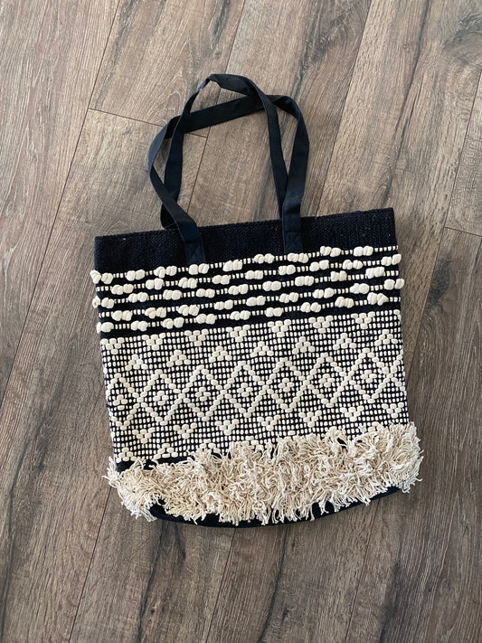 Black & Ivory Woven Carry All